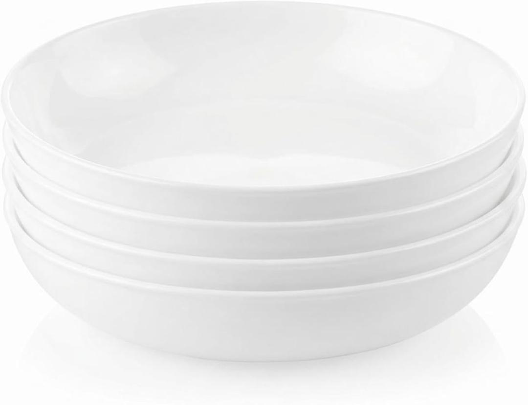 Corelle 4-Pc Versa Bowls for Pasta Salad and More, Service for 4, Durable and Eco-Friendly 30-Oz, Compact Stack Bowl Set, Microwave and Dishwasher Safe, White