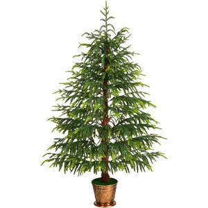 4.2 FT Real Touch Norfolk Pine Christmas Tree - Christmas Decorations - Artificial Shrubs Fake Potted Plants Faux Bushes for Christmas Decorations Outdoor Indoor Home Front Porch Decor