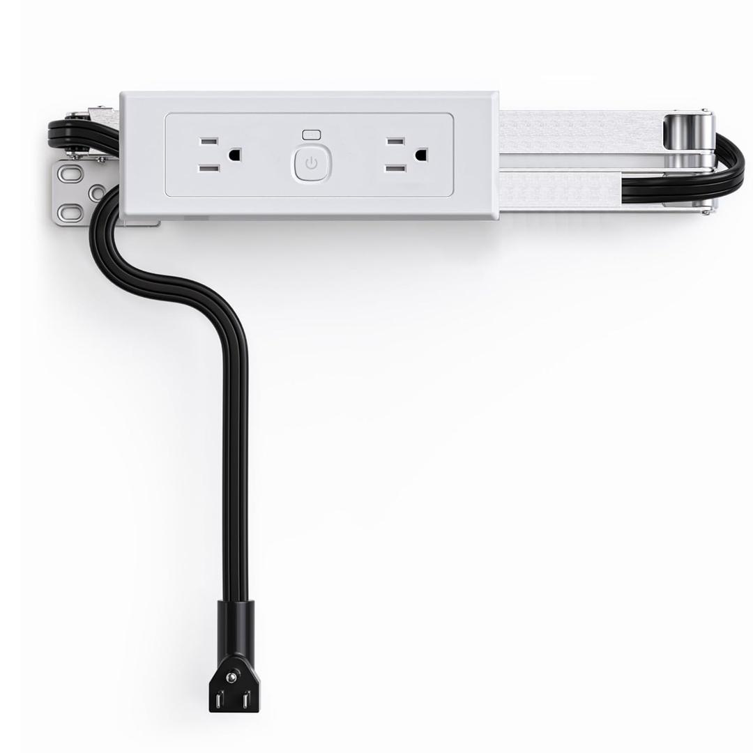 Drawer Outlet Kit 2AC Power Cabinet Plug Charging Strip Recessed Vanity Table Box Desk Nightstand Mount Organizer, 14 AWG Power Cable for Kitchen Bedroom-White