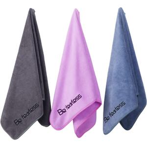 Microfiber Gym Towels Bigger Size Super Soft for Exercise Fitness, Sports, Workout, 380-GSM 15-Inch x 31-Inch Quick-Drying Towels (3 Pack, Grey+Blue+Purple)