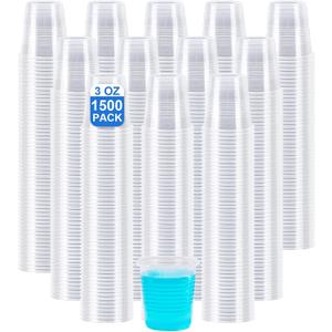 SIUQ 1500 Pack 3 oz Clear Plastic Cups, Disposable Bathroom Mouthwash Cups, Small Plastic Drinking Cup for Ice Tea, Tasting, Party, Picnic, BBQ, Travel and Event (EXP 12/31/36)