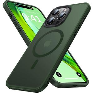 Magnetic for iPhone 14 Pro Case [Compatible with MagSafe] [Strong Magnetic] [10FT Military Grade Protective] Translucent Matte Slim Case for iPhone 14 Pro Phone Case (6.1"), Alpine Green