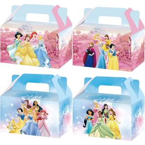 AURSWIF Princess Party Gift Boxes, 20 PCS Princess Cardboard Gable Boxes Candy Cookie Boxes for Birthday Party Supplies