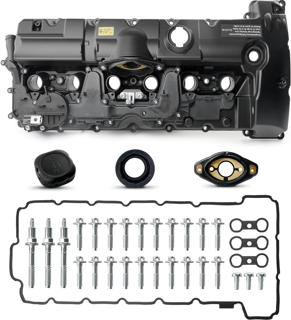 Upgraded Aluminum Engine Valve Cover Kit Compatible with 2006-2013 125i 128i 130i 323i 328i xDrive 328xi 525i 528i 528xi 530i X3 X5 Z4, E60 E70 E82 E83 E84 E89 E90 E92 L6 3.0L 2.5L 11127552281