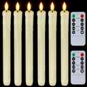 Homemory Real Wax LED Flameless Taper Candles with Remote Timer, 9.6 Inches Ivory Fake Candlesticks, Dripless Battery Operated Window Candle with 3D Flickering Flame for Fireplace Xmas Halloween (A-Ivory Drip)
