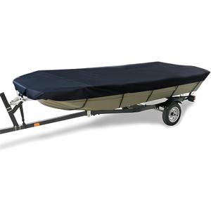 210D Marine Grade Boat Cover- Water Proof Heavy Duty Trailerable Replacement for Jon Boat-Black, 18ft length, beam width to 75inches