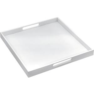 Bam & Boo 20" x 20" x 2" Square Natural Bamboo Ottoman Tray with Handles, White