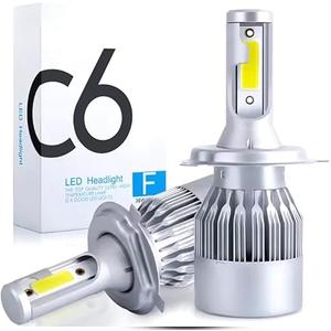 2PCS H11/9006/9005/H7/H4/H13/9007/9004 Car LED Light, 6000K 3800LM Super Bright High and Low Beam Bulb C6 LED Fog Light Headlight Bulb Replacement, Plug & Play, Car/trucks (H4/9003)