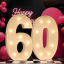 Tongjoy Light up Numbers 60, 3FT Giant Marquee Numbers for 60 Birthday Decoration, Large Light Up 60 for Anniversary Party Decor Birthday Sign, Pre-Cut Foamboad Mosaic DIY