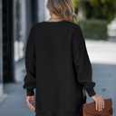 CHICME Womens Long Sleeve Zipper Slit Oversized Sweatshirt Casual Pullover Zipper Hoodies Fall Clothes (Black, M)