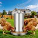 8.8 LB Stainless Steel Chicken Feeder, Gravity-Fed Poultry Feeder for Chickens & Ducks, Rust-Resistant Weatherproof Metal Feed Box with Handle, Large Capacity, Dry Feed Only