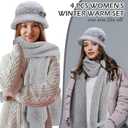 Women Beanie Hat Scarf Gloves Socks Winter Set, Warm Fleece Lined Hat Knit Scarf Touchscreen Gloves Socks 4 Gift Set (Gray)
