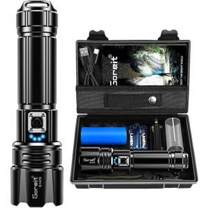 Goreit Super Bright LED Flashlight - 30W Output for 20000 Lumens & 3937ft Beam, USB-C Rechargeable with 12H Runtime, IP67 Waterproof Powerful Handheld Linternas for Home, Camping, Hiking, Emergency