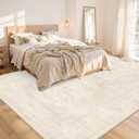 Area Rugs 9x12 Living Room: Vintage Boho Neutral Washable Rug Indoor Soft Large Area Rug Carpet for Bedroom Nursery Farmhouse Dining Room Office Floor Non-Slip Low Pile Under Table Rug Retro Beige