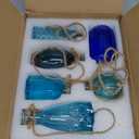 6 Pcs Stained Glass Hanging Vases Colorful Glass Terrariums with Rope Small Hanging Planters Pot Containers for Air Plants Flowers Garden Home Wedding Decor(Blue Series)