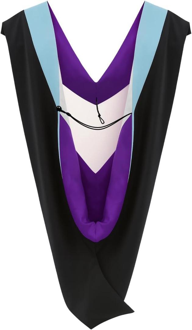 Unisex Graduation Hood for Bachelors & Masters Degree -University Academic Hood, Light Blue/Purple/White