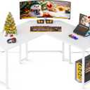 Casaottima L Shaped Gaming Desk, Corner Desk Gaming Table for Home Office, Computer Desk Sturdy Writing Workstation for Small Space, Easy to Assemble, 51 inch, Carbon Fiber Surface, White