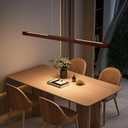 43.3" Wood Linear Pendant Light, Dimmable Kitchen Island Lighting with Remote, 24W LED Hanging Pendant Light, Island Lights for Dining Room, Kitchen Island, Bar, Pool Table-Walnut Color
