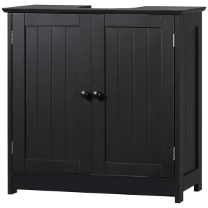 Bonnlo Pedestal Sink Storage Cabinet with 2 Doors Traditional Under Sink Cabinet Bathroom Space Saver Organizer with Adjustable Shelf Black23 5/8" W x 11 7/16" D x 23 5/8" H