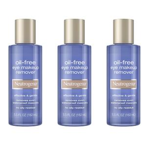 Neutrogena Gentle Oil-Free Eye Makeup Remover & Cleanser for Sensitive Eyes, Non-Greasy Makeup Remover, Removes Waterproof Mascara, Dermatologist & Ophthalmologist Tested, 5.5 fl. oz, 3 Pack