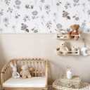 Ismoon Floral Peel and Stick Wallpaper Boho White/Grey Contact Paper Removable Stick on Wall Paper Self Adhesive Vinyl Wallpaper for Living Room Shelf Renter Friendly 17.3x393in