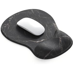 ErgoComfort Gel Wrist Rest Mouse Pad-Ergonomic Office Mousepad with Wrist Support-Non-Slip, Design Desk Accessories Mat for Home&Game Decor (08Black Marble)
