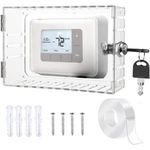 Thermostat Lock Box with Key Thermostat Lock Box Large Thermostat Cover with Lock Universal Clear Thermostat Guard for Thermostats on Wall Fits 6.3''*4.72''*2.2'' or Smaller