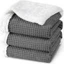 PHF Waffle Sherpa Blanket Queen Size, 90x90 Inches Luxury Plush Flannel Fleece Blanket for Winter, No Shed No Pilling, Cozy Soft & Reversible Waffle Weave Bedding for Home Decor, Grey (Queen(90"x90"))