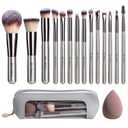 Travel Makeup Brush Set BS-MALL 14 Pcs with 1 Pcs Makeup Sponge Essential Foundation Powder Concealers, Eye Shadows, Blush Makeup Brushes with Travel Makeup Case (Champagne)
