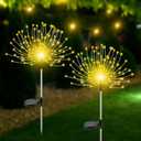 Solar Garden Lights Outdoor Waterproof, 2 Pack 120 LED Solar Firework Lights Decorative Garden Dcor Outside for Flowerbed Pathway Party Christmas Decoration, Warm White