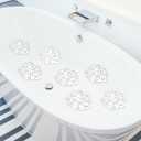 Riakrum 12 Pcs Non Slip Bathtub Stickers, Clear Anti Slip Shower Treads with Strong Suction Cups, Pebble Provides Traction Machine Washable No Residue, Safe(Transparent)