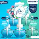 Glade PlugIns Refills Air Freshener, Aqua Waves and Sky & Sea Salt, Scented and Essential Oils for Home and Bathroom, 0.67 Fl Oz, 5 Count