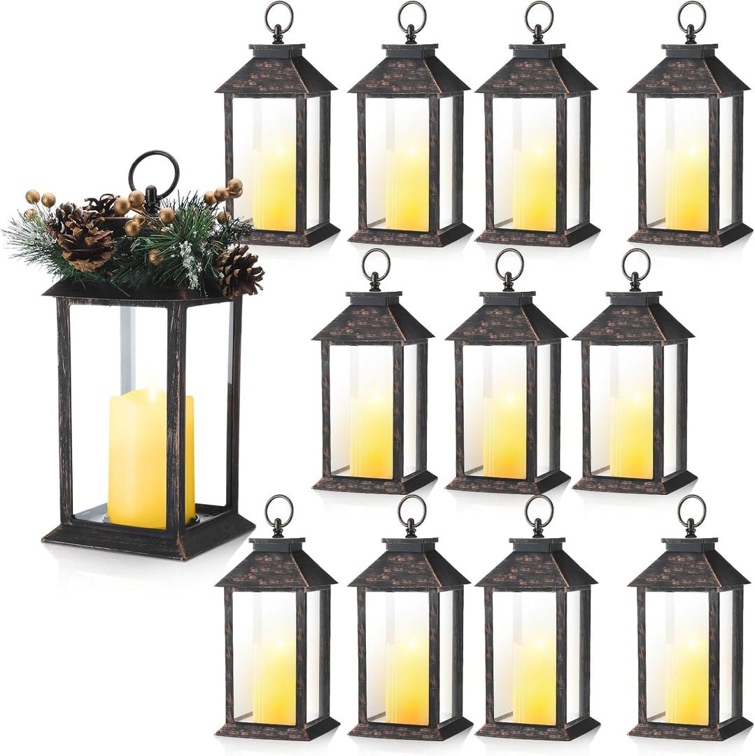 Nosiny 12 Pcs 13" LED Lanterns Wedding Table Centerpiece Farmhouse,Bronze