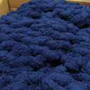 Chunky Knit Throw Blanket 50"X 60", 100% Handmade with Soft Chenille Yarn, 4.4lbs Thick Cable Knitted Blankets, Large Rope Knot Crochet Throws for Couch Sofa Bed Home Decor, Navy Blue