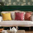 patdrea Shabby Chic Yellow Decorative Throw Pillow Covers 18x18 Set of 2,Farmhouse Linen Pillow Covers with Ruffles,Square Sturdy Throw Pillow Case for Couch Sofa Bed Living Room