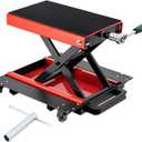 CXRCY1200 LBS Motorcycle Jack with Dolly, Motorcycle Lift Scissor Jack Upgraded Dirt Bike ATV Steel Motorcycle Hoist Stand with Ratchet Wrench,Crank Handle,Thickened Rubber Pad,Wide Deck