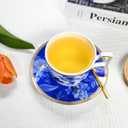 Bone China Tea Set for Adults, Blue and White Porcelain Tea Sets, Bone China Tea Cup Set With Teapot Creamer Pitcher Sugar Bowl and Teaspoons, Vintage Tea Sets for Women Tea Part