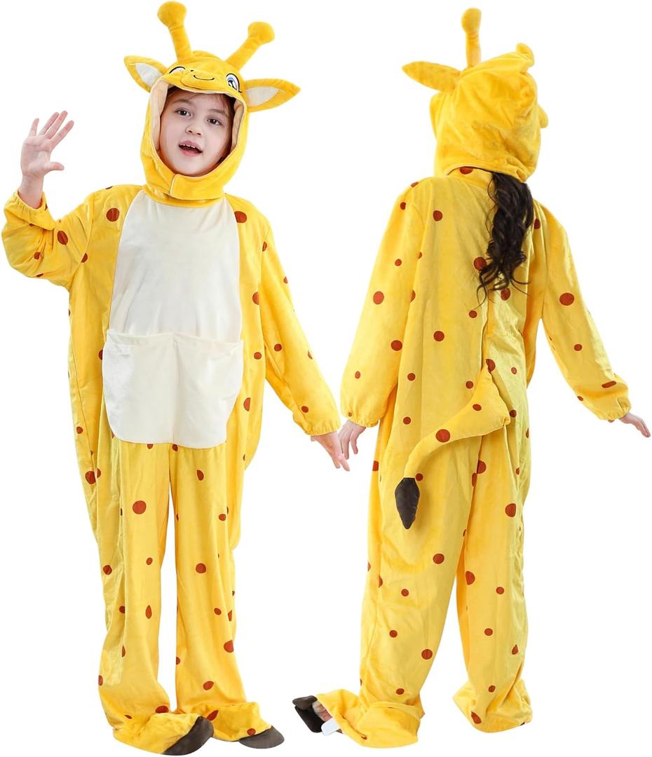 MICHLEY Adorable Animals Cosplay Costume for Kids 3-12Years Soft Breathable & Skin Friendly Halloween Birthday Party (9-10Years, Giraffe)