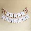 Bow Happy Birthday Banner Decorations, Cute Birthday Banner Garland Party Decor, Coquette Bow Birthday Party Supplies (Pink)
