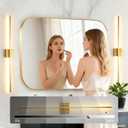 Wall Sconces Set of Two, LED Dimmable Sconces Wall Lighting, Brushed Gold Modern Wall Sconce Light for Bathroom, Living Room, Bedroom, Hardwied 3000K 40''