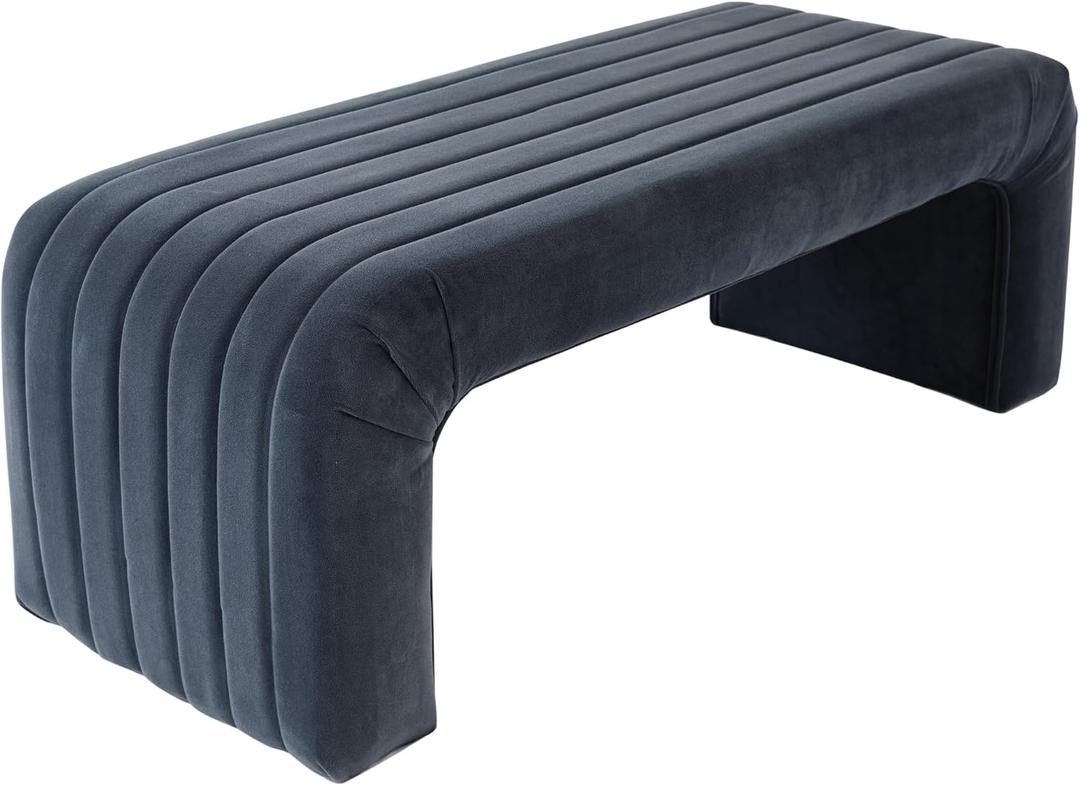 HomePop 48" Arch Channel Bench - Blue Velvet