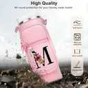 Water Bottle Holder with Strap for Stanley Cup 40 oz Tumbler with Handle, Personalized Initial Stanley Cup Accessories, Thanksgiving, Water Bottle Carrier Bag for Women & Men - Pink