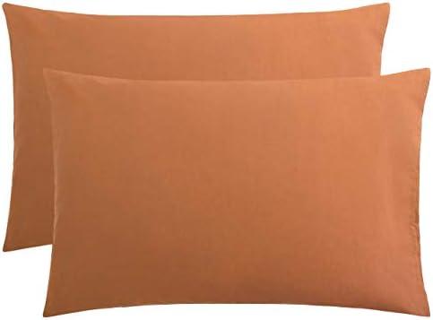 FLXXIE Microfiber Pillow Cases Queen Size Set of 2, Soft Pillowcases with Envelope Closure, Wrinkle Resistant Pillow Covers, 20x30, Tan