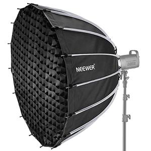 NEEWER 47.2inch/120cm Parabolic Softbox Quick Set up Quick Folding, with Diffusers/Honeycomb Grid/Bag, Compatible with Aputure 120d Light Dome Godox sl60w NEEWER RGB CB60 and Other Bowens Mount Lights