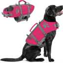 Queenmore Dog Life Vest for Swimming, Ripstop Dog Life Jacket Large, Floating Life Vest for Dogs Large Breed with Handle, Vibrant Doggie Life Jacket for Boating with Hook, Pet Water Vest for Big Dogs Large