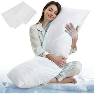 ELNIDO QUEEN Cooling Body Pillow Insert with Cover Breathable Long Body Pillow for Side Sleepers, Soft Support Bed Pillow for Adults, 20x54 Inches White