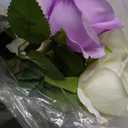 20PCS Artificial Roses with Long Stems - Realistic Silk Flowers, Fake Roses Real Touch Bouquet of Roses for Home Decor, Bridal Wedding Party Table Centerpieces, Bulk Faux Rose Flowers (White Purple)