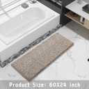 Yimobra Luxury Bathroom Rugs, Fluffy Bath Mats, Non Slip, Water Absorbent Microfiber, Machine Washable, Plush Runner Shower Rugs, Thick Matts for Bathroom Floor&Tub, 60"x 24", Light Brown and White