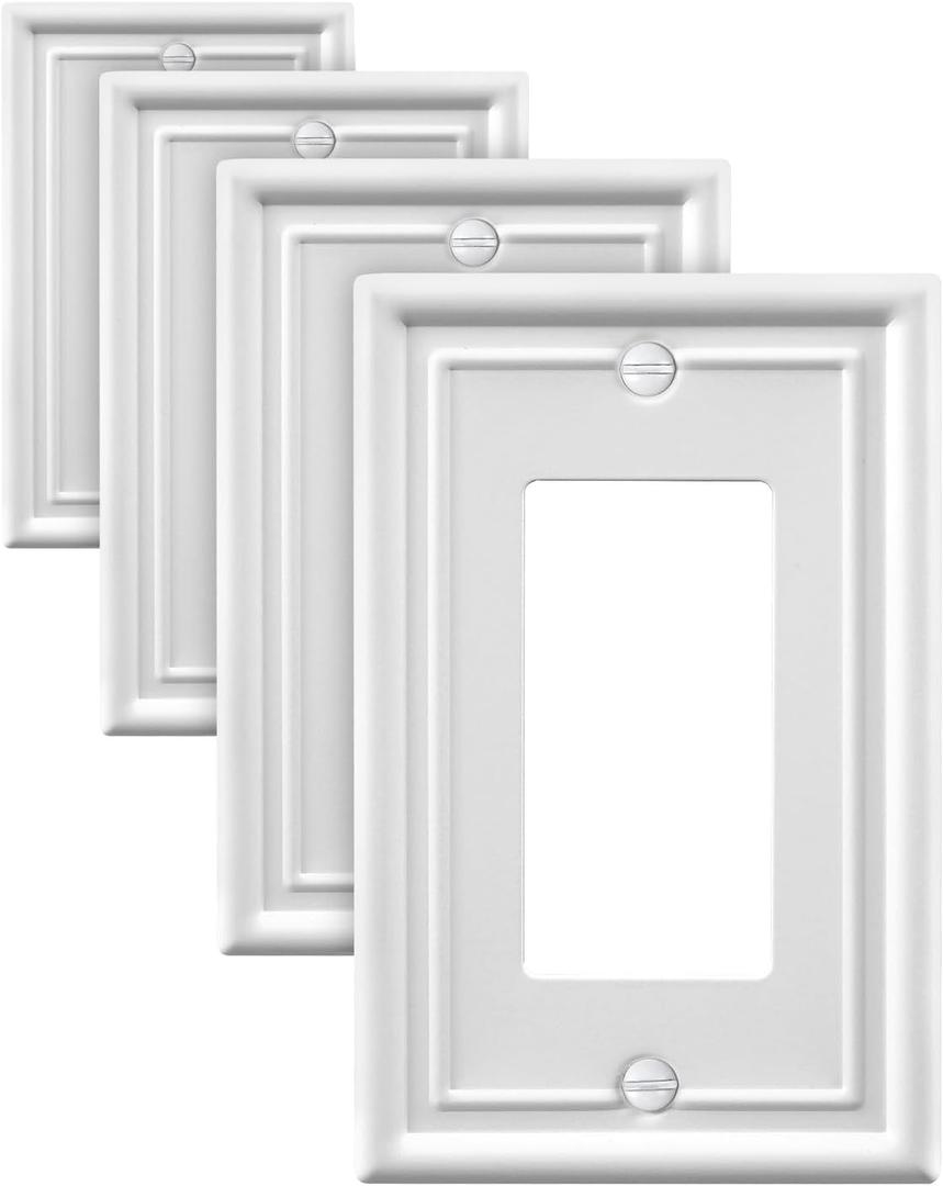 Decorative Metal Wall Plates, Switch Plates Outlet Covers (Off White/1 Decorator 4 Pack)
