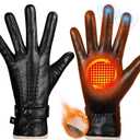 Aegend Winter Gloves Women Leather Gloves, Full Hand Touchscreen Winter Gloves for Phone&Tablet,Anti-Slip for Driving&Outdoor (Large, Black - Genuine Leather)